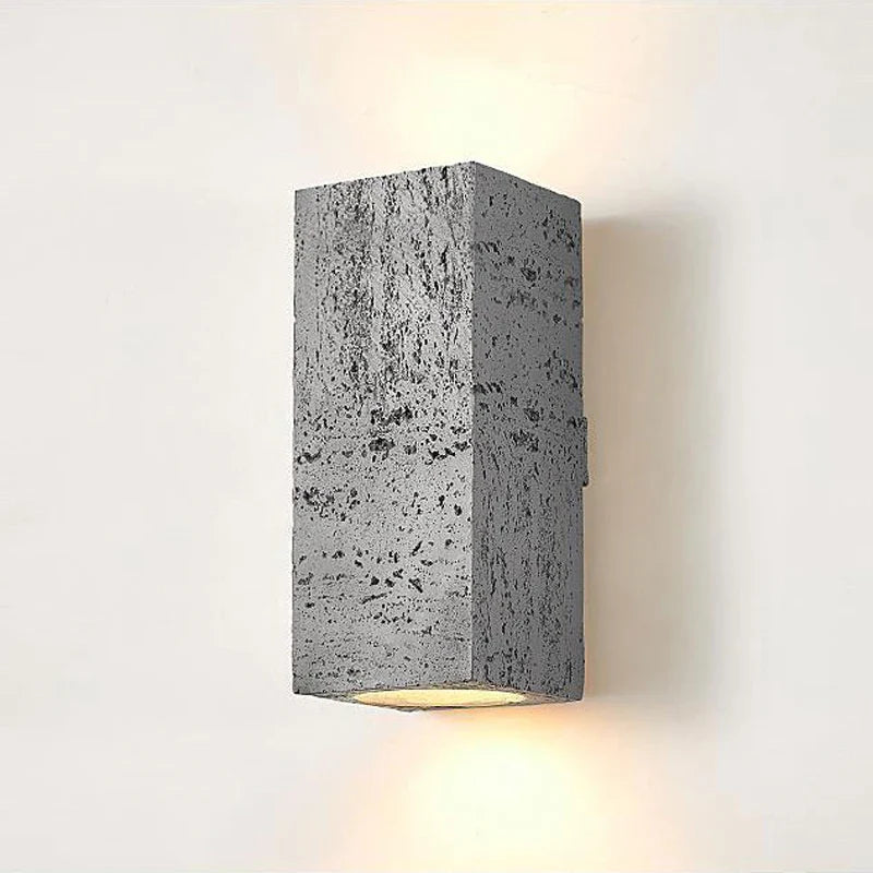 Axyaa Wabi-sabi Cement Wall Lamp Square Nordic Retro Sconce Light for Foyer Bedroom