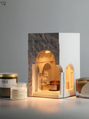 Axyaa Industrial Cement Table Lamp - Architectural Sculpture Design - Fireless Aromatherapy Candle