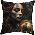 Axyaa Black Gold African Lady Woman Art Deco Pillowcase