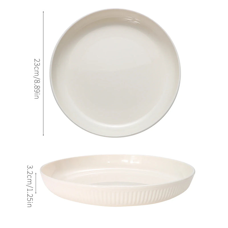 Axyaa Beige Vertical Plastic Plate Set for Home, Camping, and Outdoor Snacking