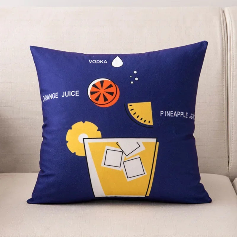 Nordic Cartoon Print Pillow Cover for Axyaa Square Cushion Sofa Decor