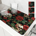 Axyaa Plant Skull Rose Absorbent Kitchen Mat