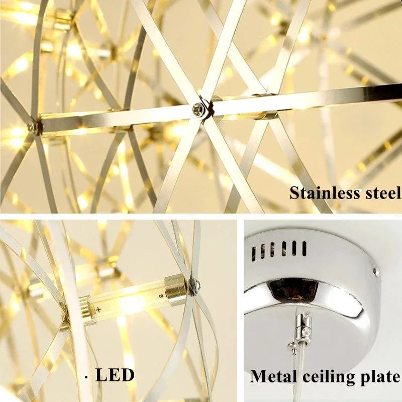 Axyaa Spark Ball LED Chandelier: Modern Loft Pendant Lamp for Home Decor Lighting