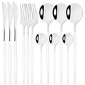 Axyaa 12-Piece Black Gold Stainless Steel Cutlery Set for Parties and Kitchens
