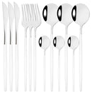 Axyaa 12-Piece Black Gold Stainless Steel Cutlery Set for Parties and Kitchens