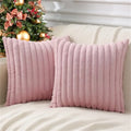 Axyaa Faux Rabbit Fur Plush Pillow Cover: Soft Striped Cushion for Home Sofa