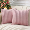 Axyaa Faux Rabbit Fur Plush Pillow Cover 50x50cm Soft Fluffy Striped Cushion