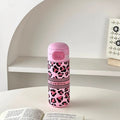 Axyaa Leopard Print Stainless Steel Tumbler with Straw -  Luxury Thermal Coffee Cup