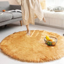 Pink Faux Fur Round Rug Axyaa - Soft Area Carpet for Nursery, Bedroom, Living Room