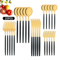 Axyaa Black Silver Cutlery Set for 5 - Stainless Steel Flatware Dinnerware
