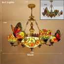 Axyaa Butterfly Design Stained Glass Chandelier - Colorful Lighting for Home and Business