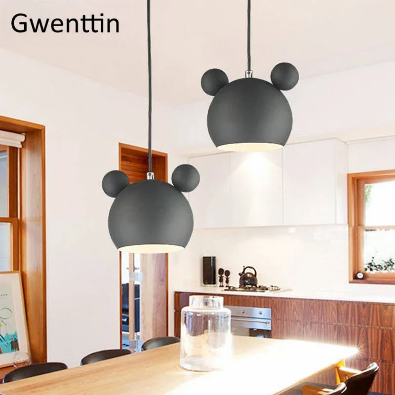 Axyaa Cartoon Mouse Pendant Light for Kids' Room LED Home Decor