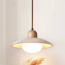 Axyaa Japanese Style Wooden Bedside Chandelier Natural Stone Cream Hanging Light