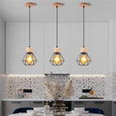 Axyaa Wood Iron Cage Pendant Lamp 1/3 Heads for Living Room Kitchen Restaurant