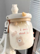 Axyaa Kawaii Jumbo Boba Water Bottle With Straw - Large Capacity Cute Stirring Cup