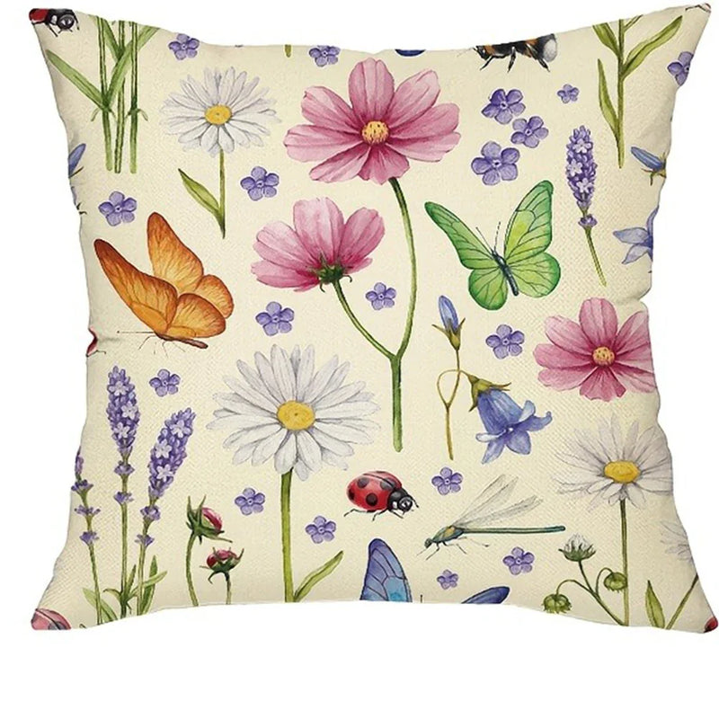 Axyaa Retro Insect Pattern Pillowcase for Home Decoration.
