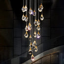 Axyaa Luxury Gold Crystal Chandelier - LED Lighting for Large Living Rooms and Staircases