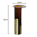 Axyaa Brown Glass Vase with Golden Frame for Modern Floral Arrangement