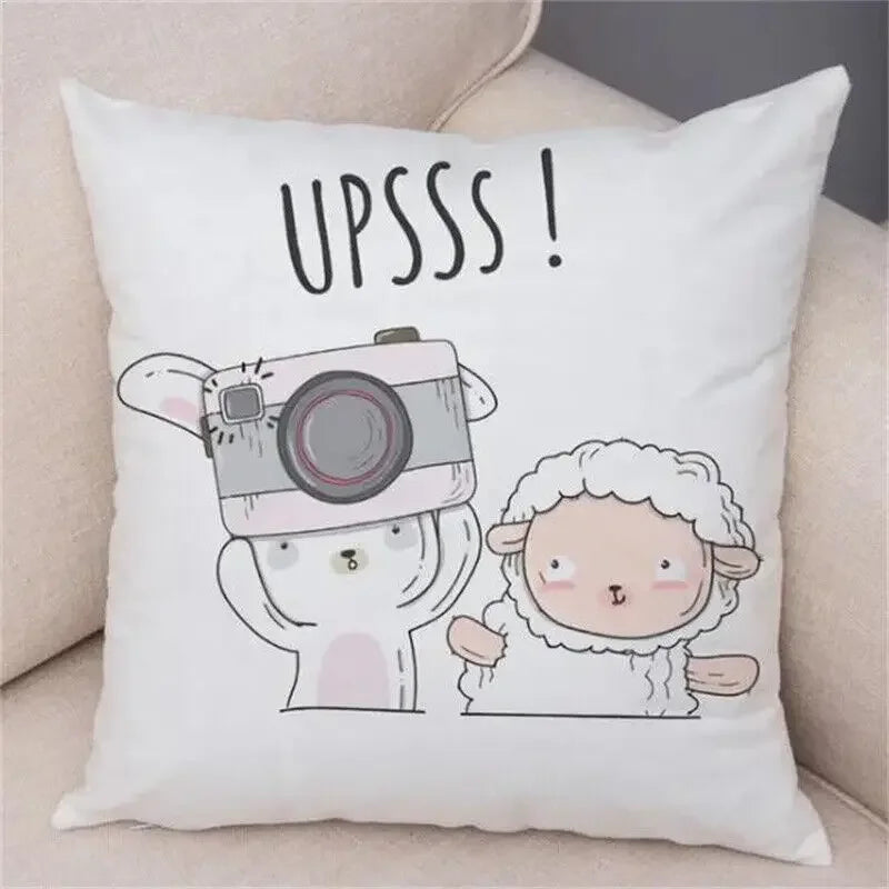Axyaa Cartoon Animal Pillowcase: Sofa Decor Cushion Cover for Living Room