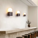Axyaa Black Cave Stone LED Wall Sconce Modern Bedside Reading Lamps