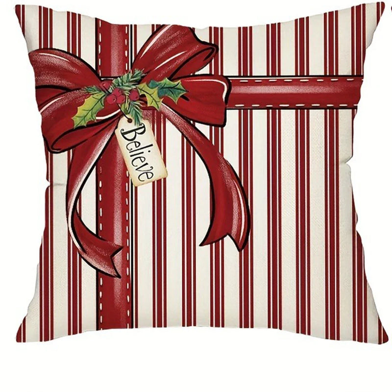 Fawn Christmas Tree Red Pillow Cover 45x45cm Axyaa Branded Home Decoration