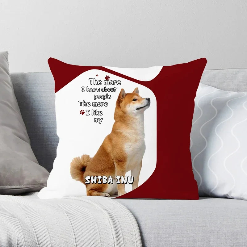 Axyaa American Akita Print Pillowcase: Cute Dog Cushion Cover for Home and Car