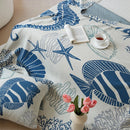Axyaa Coastal Ocean Knit Throw Blanket - Sea Shell, Starfish Coral Design