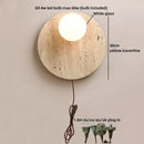 Axyaa Yellow Travertine Glass Ball LED Wall Sconce - Japan Style Luxury Bedroom Light