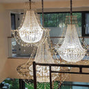 Axyaa Luxury Crystal Chandelier for High Ceiling Living Room
