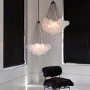 Axyaa Nordic Glass Chandelier: Frosted Glass, LED Pendant Light - Gold/Black