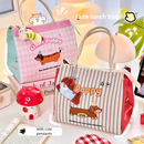 Axyaa Kawaii Puppy Insulated Lunch Bag - Large Portable Bento Pouch for Women, Girls, Kids