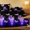 Axyaa Floral Butterfly Print Quilted Fitted Sheet for Mattresses
