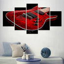 Red Guitar Canvas Wall Art by Axyaa - HD Print for Living Room Decor
