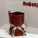 Axyaa Bouquet Shape Ceramic Vase Home Decoration Floral Arrangement Accessories