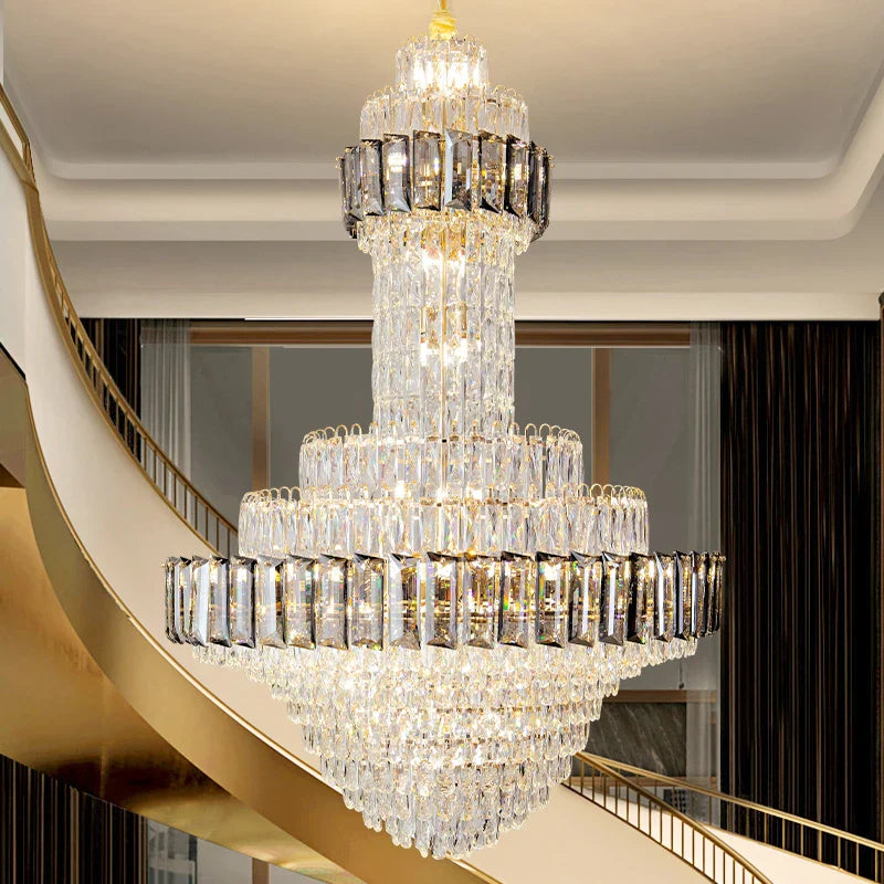 Axyaa Crystal Chandelier Loft Living Room Duplex Loft in Villa Building.