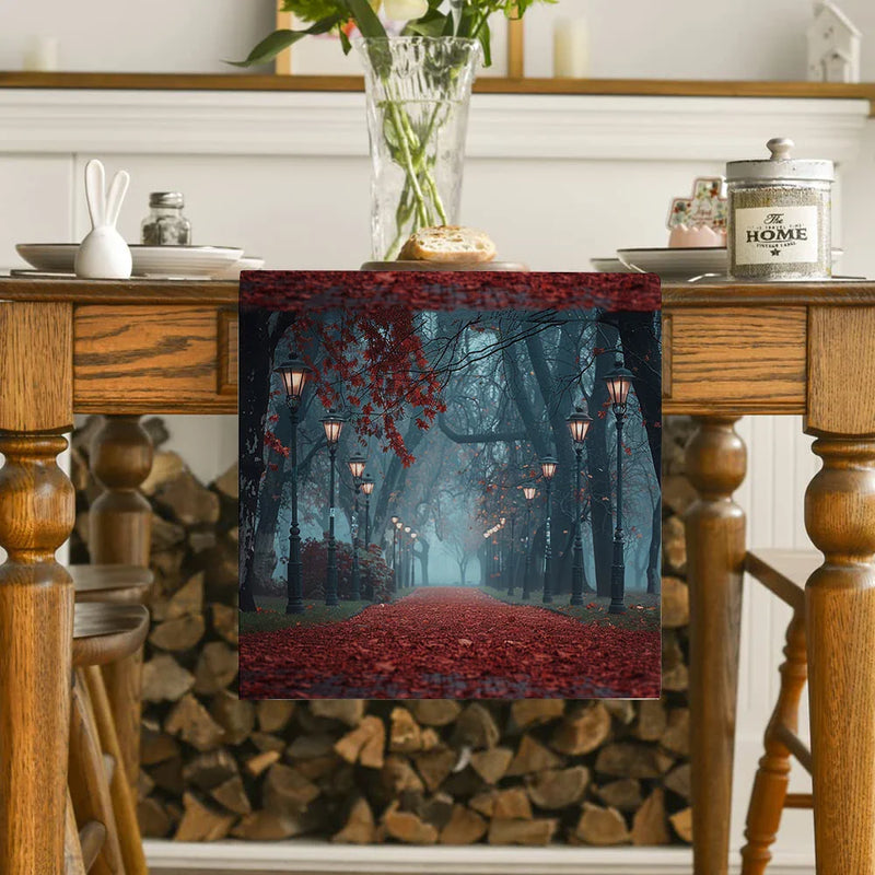 Axyaa Maple Road Lights Table Runner for Kitchen Dining Decor