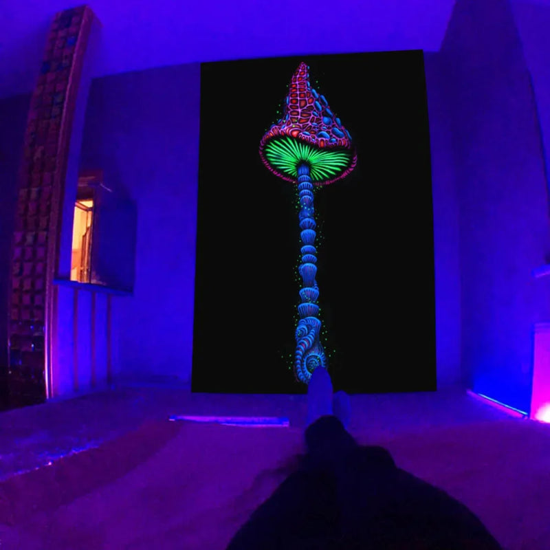 Skull Mushroom Fluorescent Tapestry Axyaa Home Decor Aesthetics Hippie Bedroom Living Room