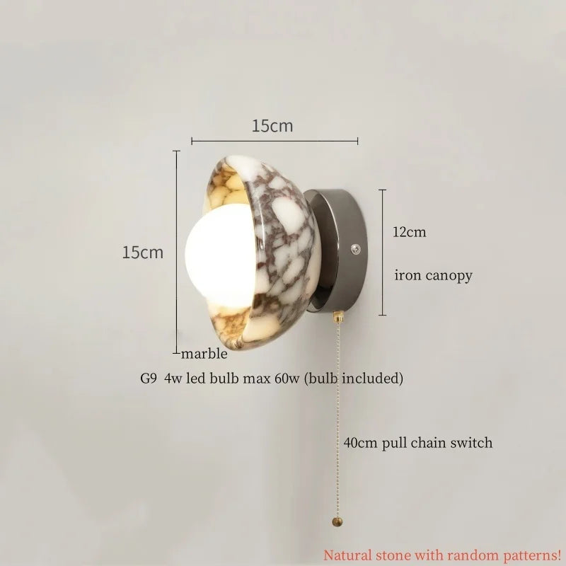 Axyaa Circular Marble LED Wall Lamp Modern Nordic Interior Lighting