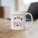 Axyaa Cute Cat Peach Goma Coffee Tea Mug | Ceramic Funny Animal Breakfast Cup