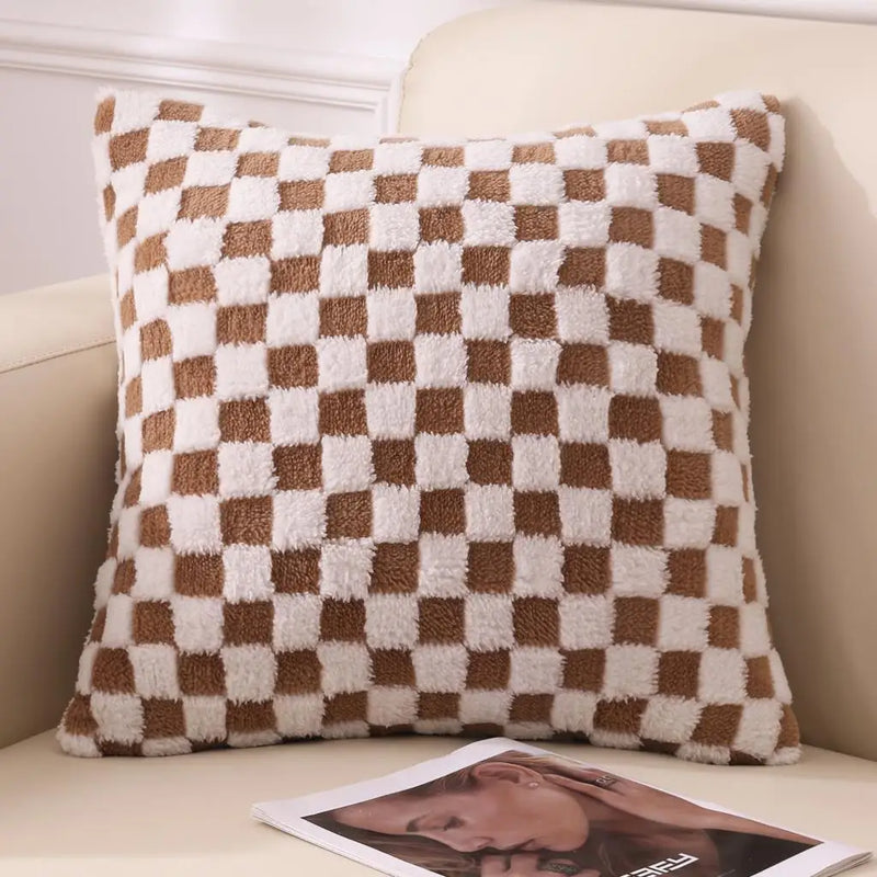 Axyaa Checkerboard Smooth Cozy Pillowcase - Double-Sided Soft Checkered Pattern