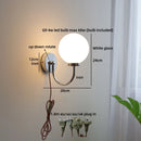 Axyaa Glass Ball LED Wall Light Fixture Gold Brass Base Nordic Bedroom Bedside Lamp