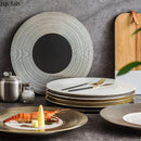 Axyaa Brushed Texture Ceramic Steak Pasta Sushi Dessert Plates for Molecular Cuisine