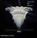 Clear Petal Glass Flower Chandelier with Crystal Tassel Pendants by Axyaa.