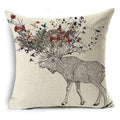 Axyaa Linen Cushion Cover 45x45cm, Flower & Animal Design for Sofa & Bed