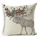 Axyaa Linen Cushion Cover 45x45cm, Flower & Animal Design for Sofa & Bed