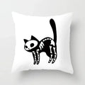 Axyaa Decorative Pillow Cover 45x45cm Polyester Square Black Cat Skull Design