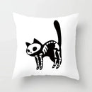 Axyaa Decorative Pillow Cover 45x45cm Polyester Square Black Cat Skull Design