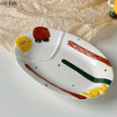 Axyaa Fish Plate Set | Ceramic Salad Dessert Soup Rice Bowl Tableware