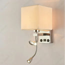 Axyaa LED Fabric Lampshade Wall Light with USB Charging Port, Adjustable Spotlight
