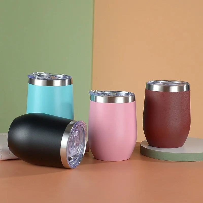 Axyaa Stainless Steel Thermos Bottle, 12oz Eggshell Cup for Travel, Office, School